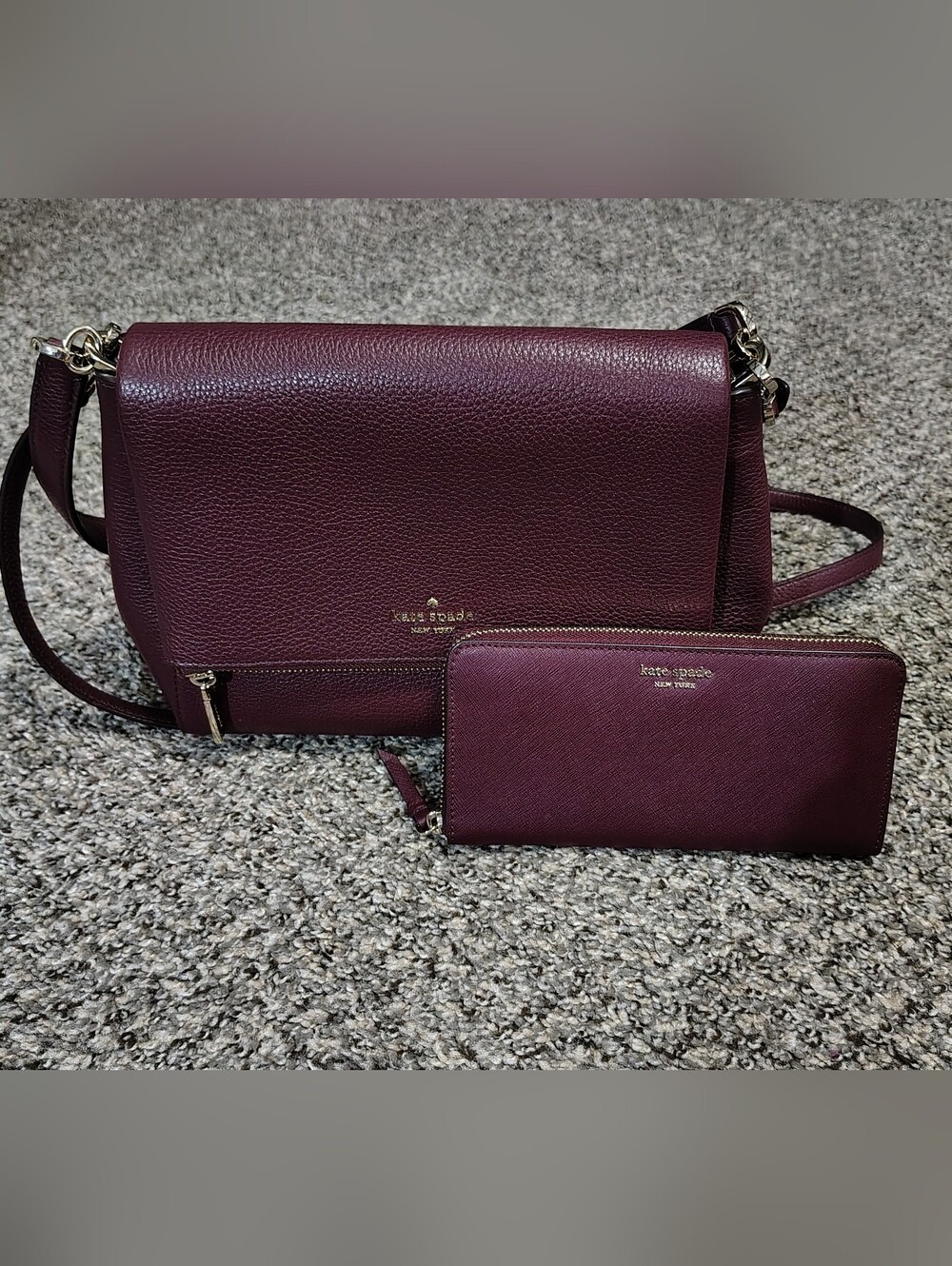 NWOT Kate Spade Cherrywood Medium Flap Shoulder Bag & Large Continental Wallet